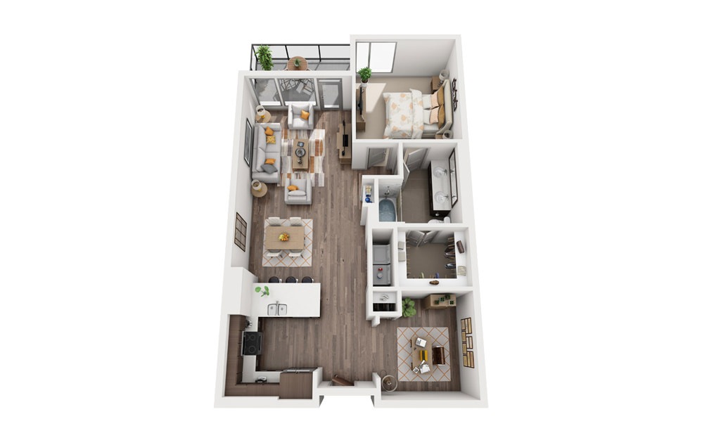 1S - 1 bedroom floorplan layout with 1 bath and 973 square feet. 1S - 1 bedroom floorplan layout with 1 bath and 973 square feet.
