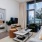 Apartment living room with floor to ceiling windows