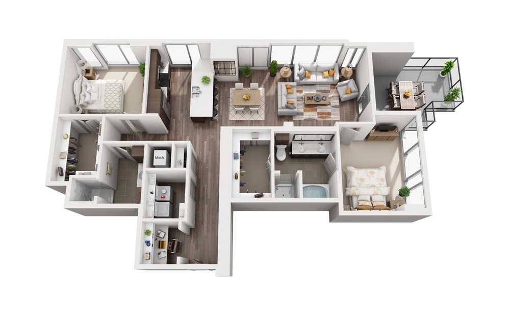 2F - 2 bedroom floorplan layout with 2 baths and 1439 square feet. 2F - 2 bedroom floorplan layout with 2 baths and 1439 square feet.