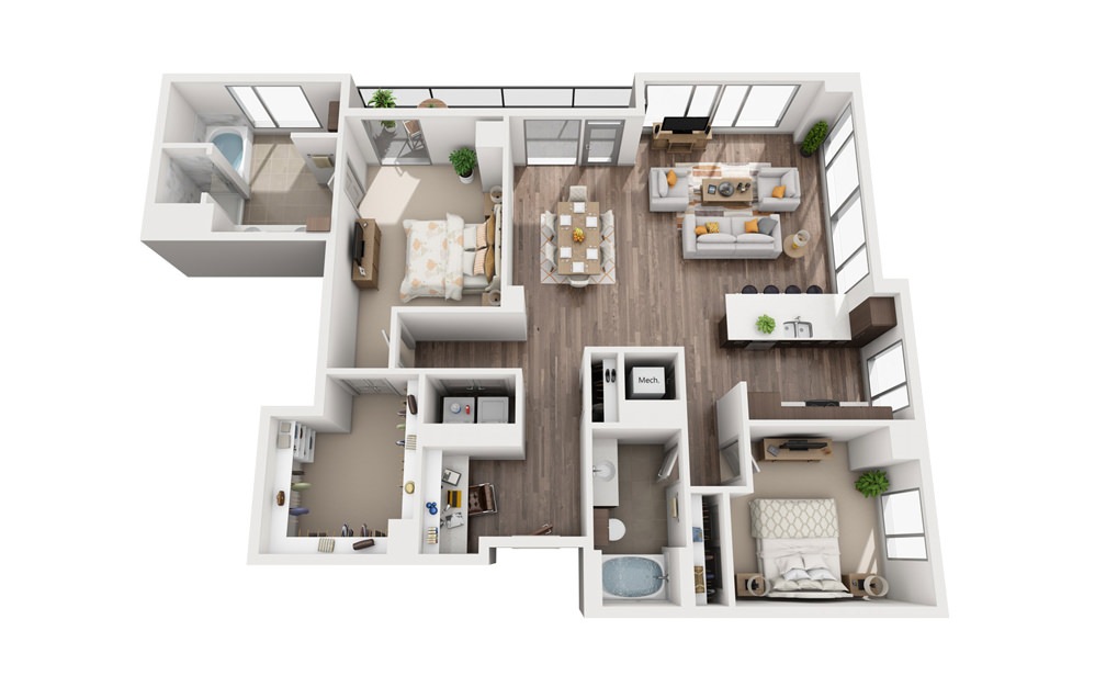 2I - 2 bedroom floorplan layout with 2 baths and 1536 square feet. 2I - 2 bedroom floorplan layout with 2 baths and 1536 square feet.