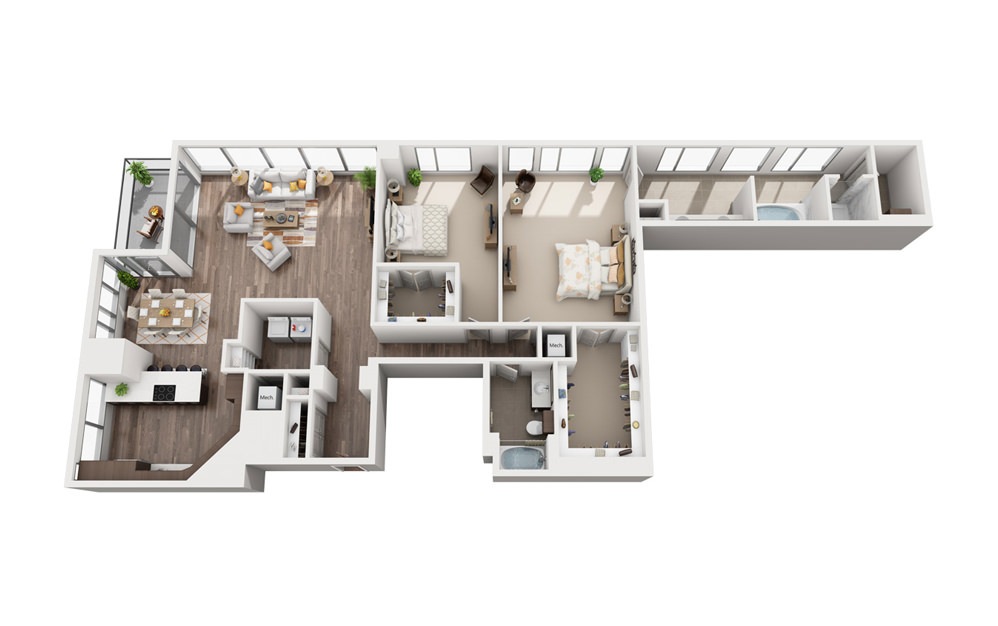 2L - 2 bedroom floorplan layout with 2 baths and 1994 square feet. 2L - 2 bedroom floorplan layout with 2 baths and 1994 square feet.